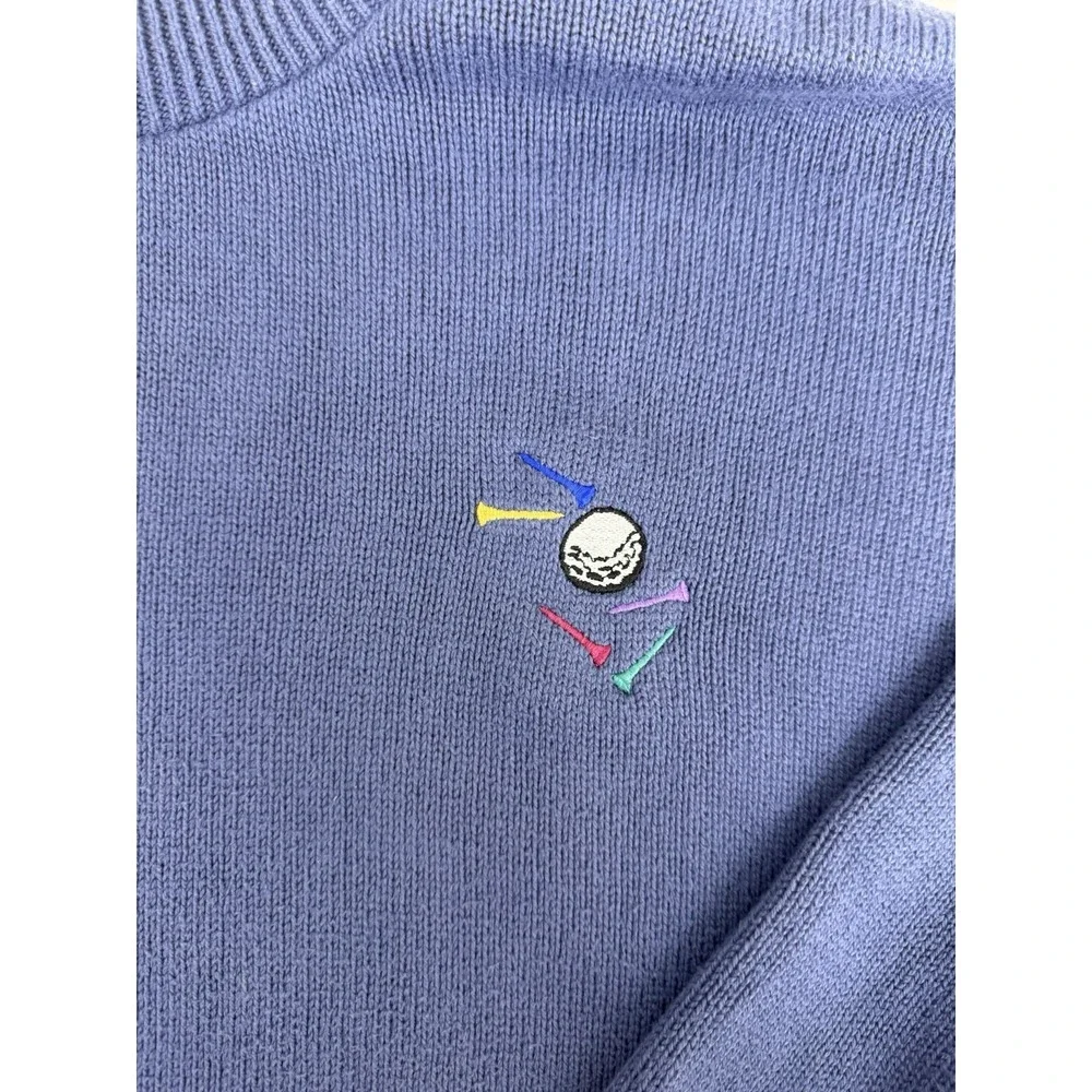 Vintage McBriar‎ Golf Sweater Adult Large Navy Knit Crew Pullover USA 90s